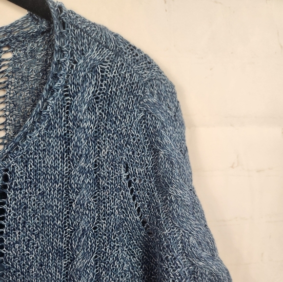 Lauren Ralph Lauren Preppy Breathable Summer Cable Knit Sweater Indigo Marl M - Picture 8 of 12